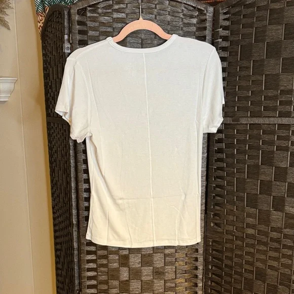 Nuuds White Short Sleeve Slinky Rib White Tee XL NWT - Picture 5 of 10